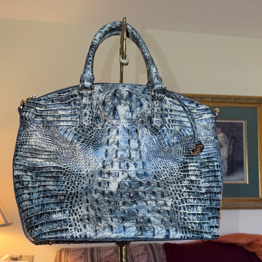 Brahmin Blue Embossed Satchel